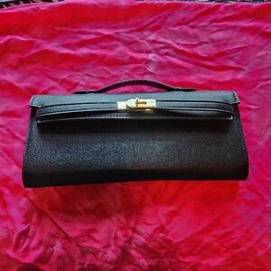 Elegant Black Clutch with Gold Accent